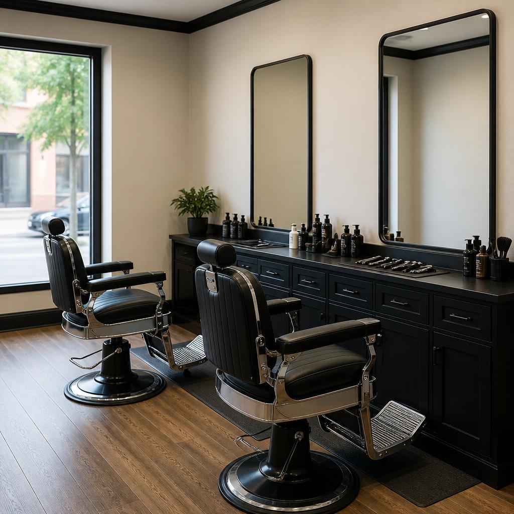Inside the two-chair barbershop